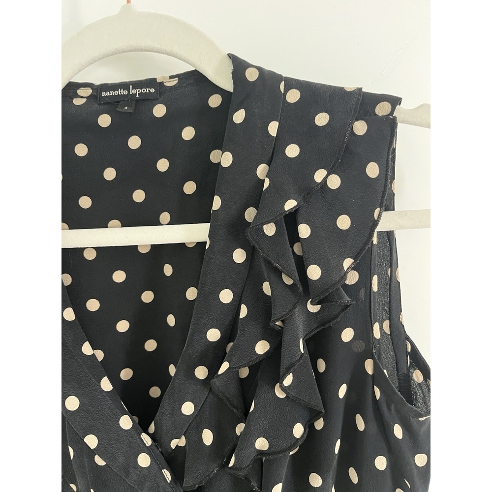 Nanette Lepore Double Breasted! Polka Dot Sleeveless Blouse Sz 4 Small Silk wome - Picture 7 of 11